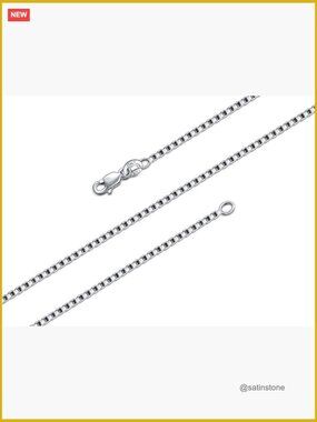 925 Sterling Silver Box Chain Necklace Waterproof 14K Gold Plated